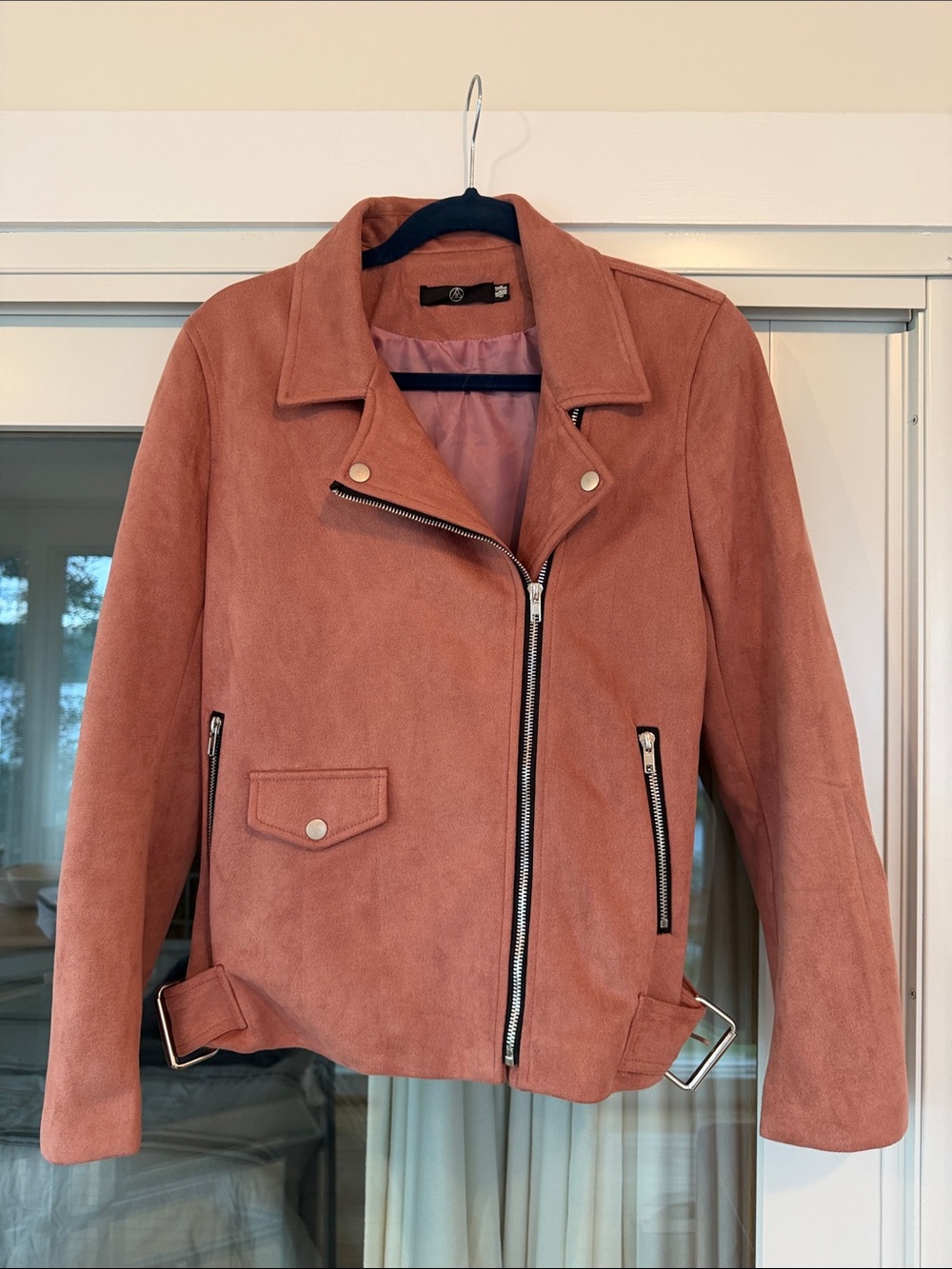 Women's Suede Moto Jacket - Dusty Rose